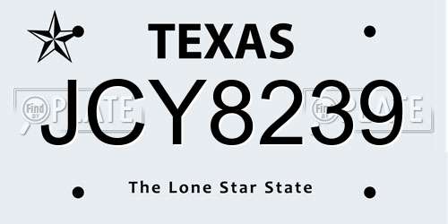 JCY8239 Texas License Plate
