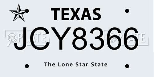 JCY8366 Texas License Plate