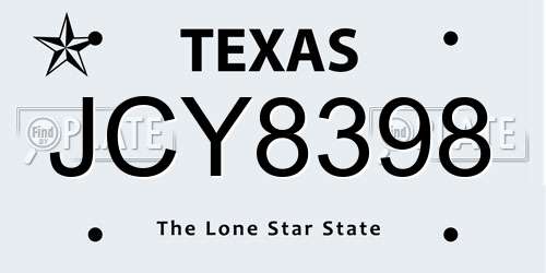 JCY8398 Texas License Plate