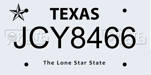 JCY8466 Texas License Plate