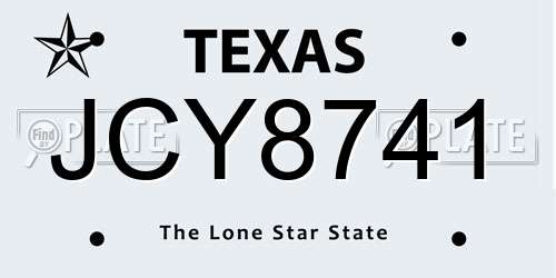 JCY8741 Texas License Plate
