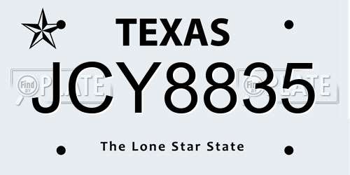 JCY8835 Texas License Plate