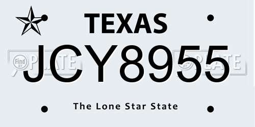 JCY8955 Texas License Plate