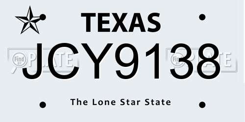 JCY9138 Texas License Plate