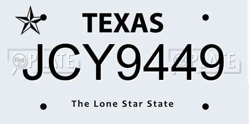JCY9449 Texas License Plate
