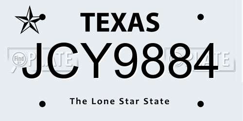 JCY9884 Texas License Plate
