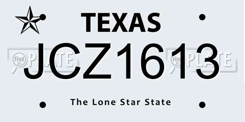 JCZ1613 Texas License Plate