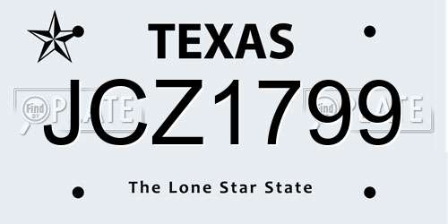 JCZ1799 Texas License Plate