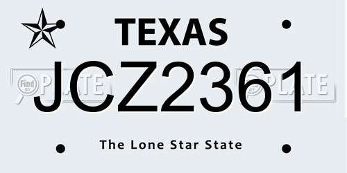 JCZ2361 Texas License Plate