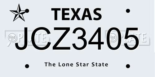 JCZ3405 Texas License Plate