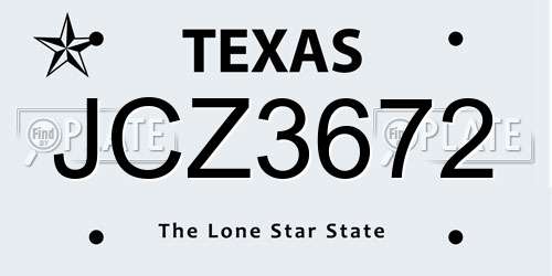 JCZ3672 Texas License Plate
