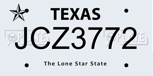 JCZ3772 Texas License Plate