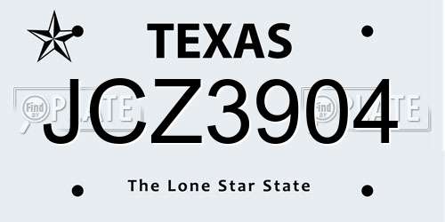 JCZ3904 Texas License Plate