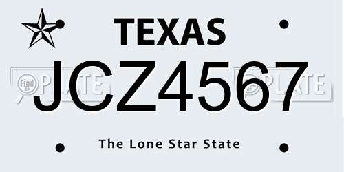 JCZ4567 Texas License Plate