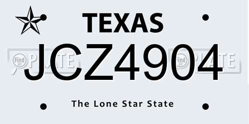 JCZ4904 Texas License Plate