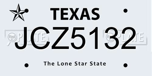 JCZ5132 Texas License Plate