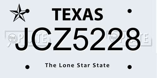 JCZ5228 Texas License Plate