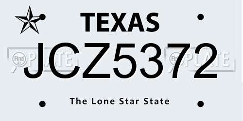 JCZ5372 Texas License Plate