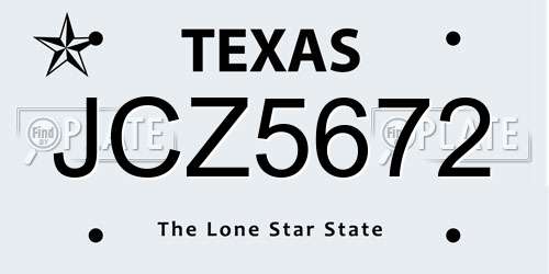 JCZ5672 Texas License Plate