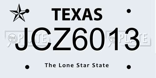 JCZ6013 Texas License Plate
