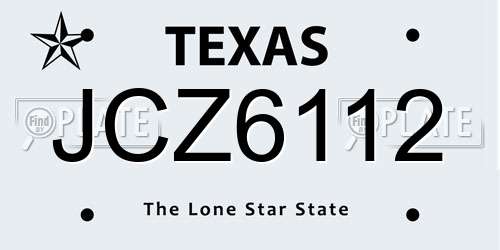 JCZ6112 Texas License Plate