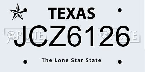 JCZ6126 Texas License Plate