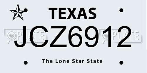 JCZ6912 Texas License Plate