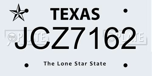 JCZ7162 Texas License Plate