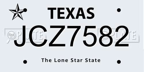 JCZ7582 Texas License Plate