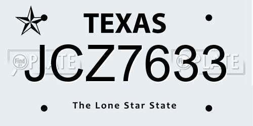 JCZ7633 Texas License Plate