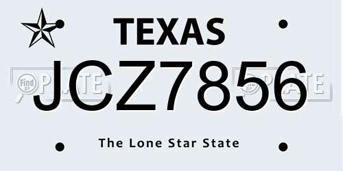 JCZ7856 Texas License Plate