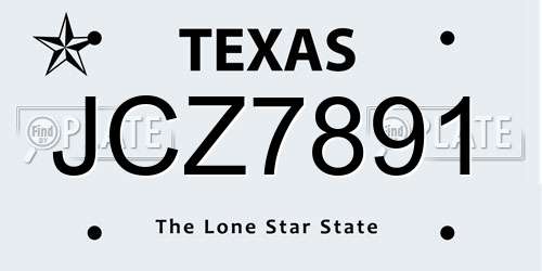 JCZ7891 Texas License Plate
