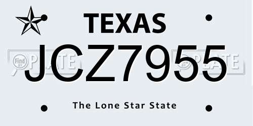 JCZ7955 Texas License Plate