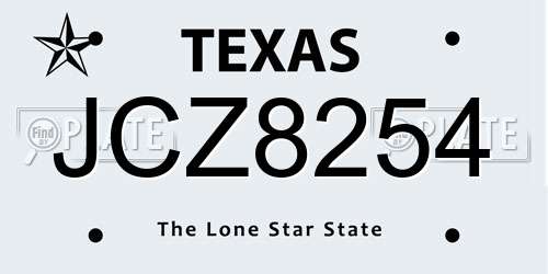 JCZ8254 Texas License Plate