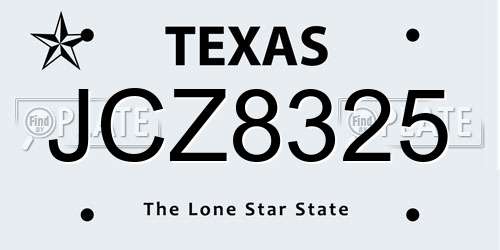 JCZ8325 Texas License Plate