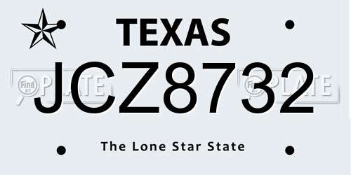 JCZ8732 Texas License Plate