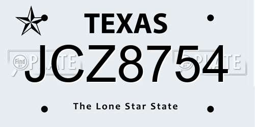 JCZ8754 Texas License Plate