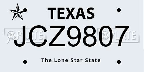 JCZ9807 Texas License Plate