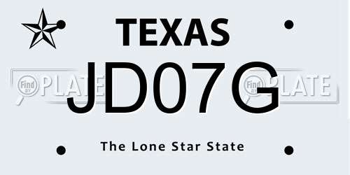 JD07G Texas License Plate