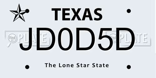 JD0D5D Texas License Plate
