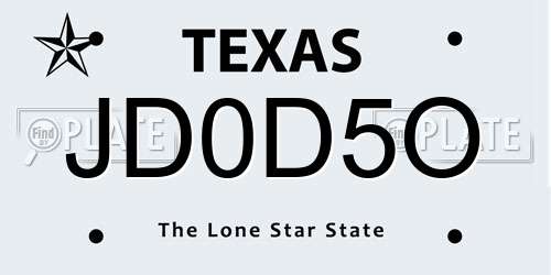 JD0D5O Texas License Plate