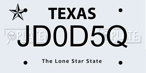 JD0D5Q Texas License Plate