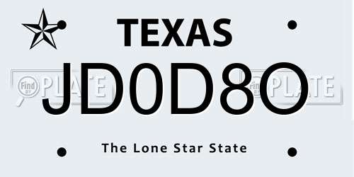 JD0D8O Texas License Plate