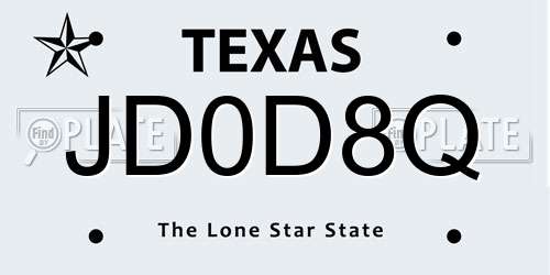 JD0D8Q Texas License Plate