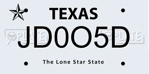 JD0O5D Texas License Plate