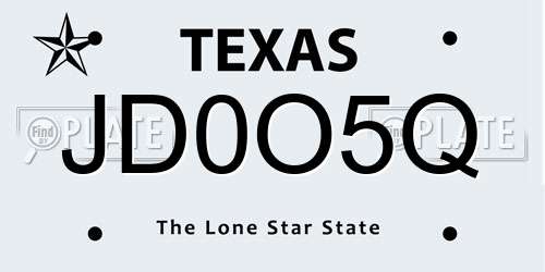JD0O5Q Texas License Plate