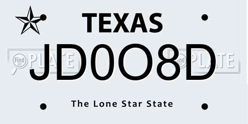 JD0O8D Texas License Plate
