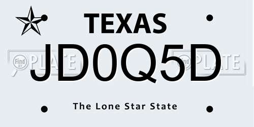 JD0Q5D Texas License Plate