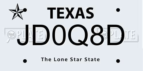 JD0Q8D Texas License Plate