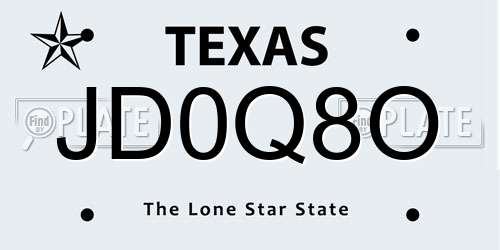 JD0Q8O Texas License Plate